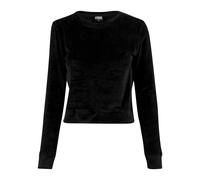 Urban Classics Sweat-shirt court en velours col ras-du-cou Femme Noir S