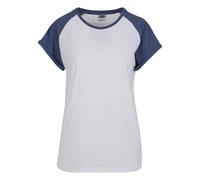 Urban Classics T-shirt raglan contrasté pour femme Blanc/Bleu Vintage