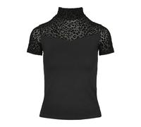 Urban Classics T-shirt Flock Lace – manches courtes, col montant – Noir S Femme