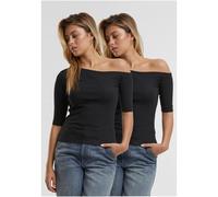 T-shirt femme Urban Classics Organic Asymmetric (x2) Noir S