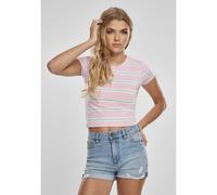 T-shirt femme Urban Classics stripe cropped Rose XL