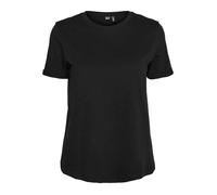 T-shirt femme - VERO MODA - vmpaula - manches retroussées - coton biologique - noir XS