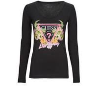 T-shirt femmes Guess LS SN TRIANGLE FLOWERS TEE Noir EU XS