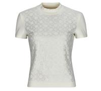 T-shirt femmes Guess MOCK NECJK ALL OVER LOGO Blanc EU S