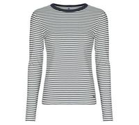 Petit Bateau A0BLL Tee Shirt Manches Longues, Blanc/Bleu, S Femme