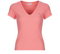 T-shirt femmes Tommy Jeans TJW SLIM ESSENTIAL RIB V SS Rose EU XS