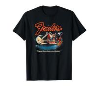 T-Shirt Fender Classic Faster Guitar Motocyclisme Noir Manche Courte Unisex-Adultes S