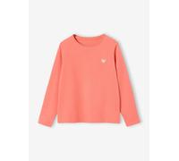 T-shirt fille coeur pailleté manches longues corail 5A