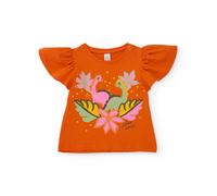 T-shirt Fille En Maille Avec Manches À Volants Orange 6A