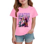 T Shirt Fille Garçon Kpop D-Demon H-Hunters Huntrix Huntr/X Tee Shirt à Manche Col Rond Graphique Enfants Mode Filles Mignon T-Shirt Hauts Décontractés Comfortable