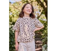 T-shirt fille imprimé manches courtes sable 3A
