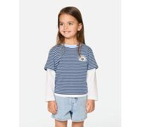 T-shirt Fille Road Trip Stripe Bleu Ciel 3/4A