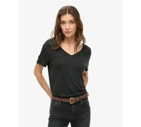 Superdry Studios Slub Embroidered Vee Short Sleeve T-shirt Noir L Femme