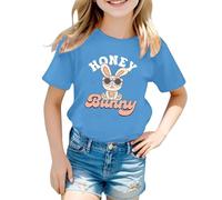 T Shirt Fluo Enfant Tee Fille- à Manches Courtes et col Rond pour Enfants imprimé à la Mode et décontracté (Blue 12-13 Years)