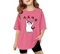 T Shirt Fluo Enfant Tee Fille- Graphique pour Enfants Coupe Ample Manches Courtes imprimé Confortable pour Tout-Petits et Jeunes (7-8 Years)
