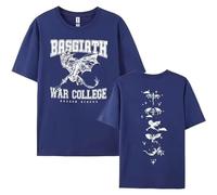 T-Shirt Fourth Wing À Impression Recto Verso | Coupe Oversized Unisexe en Coton, Col Rond Décontracté (Bleu Marine,TTG)