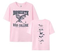 T-Shirt Fourth Wing À Impression Recto Verso | Coupe Oversized Unisexe en Coton, Col Rond Décontracté (Rose,TG)