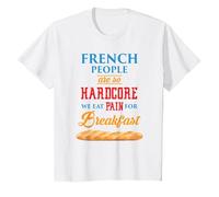 T-Shirt français Humoristique « I Eat Pain for Breakfast » T-Shirt, Enfant, Blanc, 2 Ans
