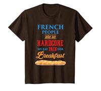 T-Shirt français Humoristique « I Eat Pain for Breakfast » T-Shirt, Enfant, Marron, 4 Ans