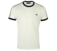 T-shirt homme Fred Perry M6347 - Blanc - Col et bordures contrastants - Jersey de coton