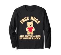 T-Shirt Free Hugs Maybe A Kiss If You are Lucky Manche Longue