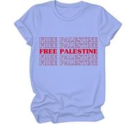 T-shirt Free Palestine, Free Palestine Shirt, Funny Palestines Shirts V Neck Women Man, Bleu (Carolina blue), XXL