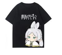 T-Shirt Frieren Anime Beyond Journey's End Frieren Fern Himmel Stark Noir/Blanc T-Shirts avec Motif Merch Cadeaux Adolescents Femmes Hommes