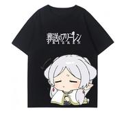 T-Shirt Frieren Anime Beyond Journey's End Frieren Fern Himmel Stark Noir/Blanc T-Shirts avec Motif Merch Cadeaux Adolescents Femmes Hommes