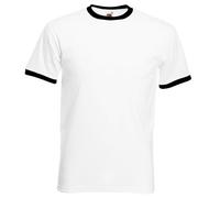 T-shirt Fruit Of The Loom Ringer - Blanc - Large