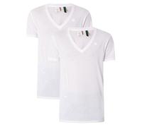 T-Shirt - G-Star RAW - Lot de 2 - Col en V - 60% Coton - Blanc XS