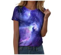 T-shirt Galaxy Costume Galaxy Haut à paillettes pour costumes de carnaval T-shirt graphique Impression 3D Galaxy Femmes T-shirts Galaxie Univers Étoile Espace Sweat-shirt Femme, Violet., S