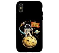 T-Shirt Galaxy Moon Spaces Science Geeks I'm Now Here Coque pour iPhone X/XS
