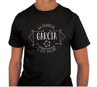 T-shirt - Garcia - La famille c'est sacré - Coton - Manches courtes - Noir S