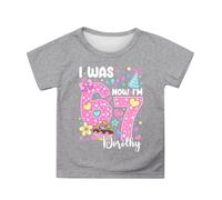 T Shirt Garcon 10 Ans T-Shirt d'été pour garçon en Coupe Ample et décontractée avec Impression numérique sur col Rond vêtement Enfant Confortable pour Toutes Les Occasions (Grey, 6-7 Years)