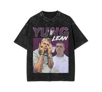 T-Shirt Garçon Coton À Blouse À Col Rond Mode De Rue Harajuku Haut Oversize Étudiant Tendance Manches Courtes Hommes Et Femmes Cospaly Garçons Et Filles Rapper Yung Lean Imprimé T-Shirt-Black||3X_l