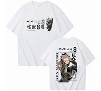 T-Shirt Garçon Coton À Blouse À Col Rond Oversize Étudiant Tendance Manches Courtes Anime Kaiju No.8 Imprimé T-Shirt Mode De Rue Harajuku Haut Hommes Et Femmes Cospaly-White||s