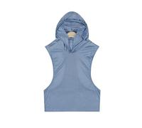 T-shirt Garçon en tricot couleur unie avec capuche, col en V, mince, sans manches, large Chaussures d'Été, bleu ciel, Medium