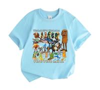 T-Shirt garçon Italian Brain AI Animal Anime Tralalelo Tralala Tung Tung Tung Tung Sahur Printed Short Sleeve Top T-Shirt Enfant,Light Blue,110cm