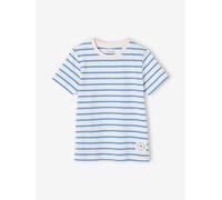 VERTBAUDET T-Shirt garçon rayé Manches Courtes Bleu Azur 8A
