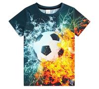 T-Shirt Garcon,T-Shirt à Manches Courtes pour GarçOn avec Un Imprimé Graphique Dynamique Et Flammes IdéAl pour Jouer Et Se DéTendre