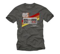 T-shirt Geek Homme - Vintage Gamer Tee - Super Old School Game Controller Gris - 100% Coton XL