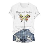 T-shirt générique avec mots de sagesse « Lassen es Sein » - Motif papillon floral - Pour femme, Blanc., XXL
