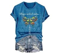 T-shirt générique avec mots de sagesse « Lassen es Sein » - Motif papillon floral - Pour femme, bleu, XL