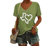 T-shirt générique Texas imprimé solide Priez pour les chemises Texas inondables positives pour les inondations T-shirt solide pour femme, vert, M
