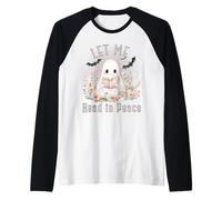 T-Shirt Ghost Book Lover Let Me Read in Peace Manche Raglan