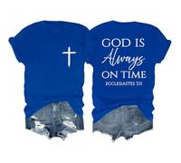 T-shirt « God is Always On Time » avec inscription « God is Good All The Time », bleu marine, XL