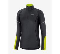 T-shirt Gore Wear Mid Zip manche longue noir jaune néon femme - S