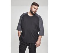 Urban Classics - T-shirt contrasté raglan manches 3/4 Black/Cha - 3XL