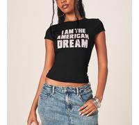 T-shirt graphique à col rond, manches courtes, ajusté, avec l'inscription "I Am The American Dream" L,M,S,XL,XSFruits & légumesTissu tricoté
