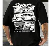 T-shirt graphique ample 100 % coton, style Formule 1, voiture de légende japonaise. Idéal pour le printemps, le streetwear et comme cadeau pour les fans de course automobile. Confortable et parfait au